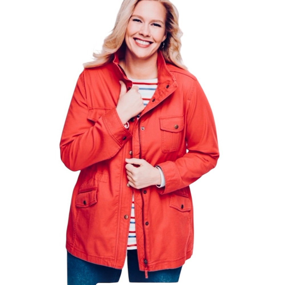 NWT Talbots XL utility twill field jacket zip snap buttons outdoors spring